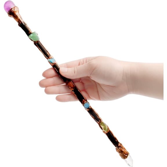 Bbiamsleep Fine Handcrafted Purple White Crystal and Amethyst Gemstone Magic Wand for Witches and Wizards