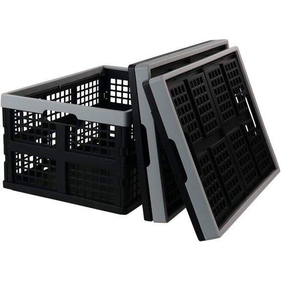 Bblina 3-Pack 42 Liter Large Collapsible Crates, Plastic Foldable Storage Crates Baskets