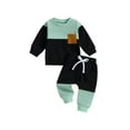 thumbnail image 1 of BblyThe Toddler Baby Boys Fall Outfits 0 6 12 18 24 Months 2T 3T Contrast Color Long Sleeve Sweatshirt and Elastic Pants Clothes Set, 1 of 9
