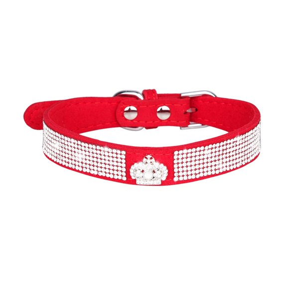 Bbmmayy Cute Dog Collar with Bling Rhinestone, Fancy Crystal Diamond Glitter Pretty Jewel Soft Cat Collars for Small Medium Large Breed Dogs Girl Female Pet Puppy Kitten Terrier (S, Red5)