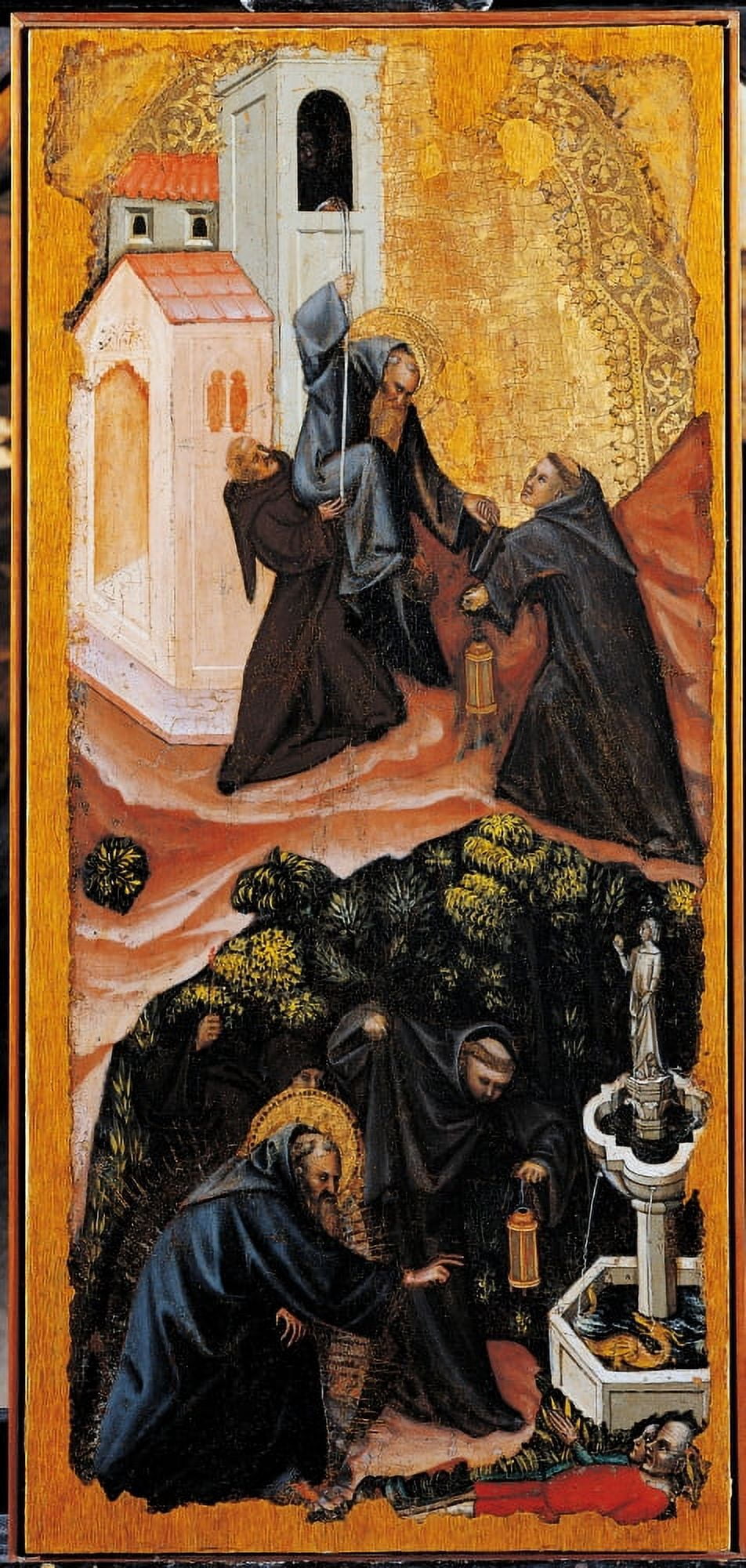 Bbot Leaves The Monastery Of Patras St Anthony The Abbot Defeats The Dragon That Appears In A Source Canvas Art - (18 x 24)