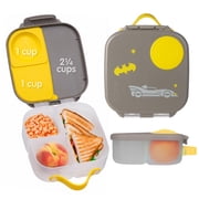 b.box Batman Mini Lunch Box, 3-Compartment Bento Box for Kids, Leakproof