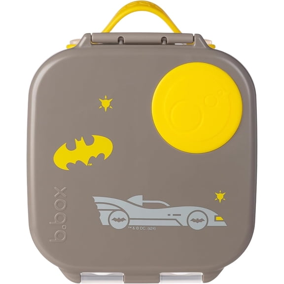 b.box Batman Mini Lunch Box, 4.25 Cup Leak Proof Bento Box for Kids Ages 3+, 3 Compartment Snack Containers, School Lunch Container, Dishwasher Safe, BPA-Free
