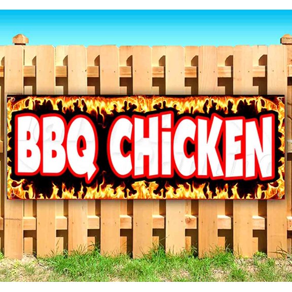 Bbq Chicken 13 oz Vinyl Banner With Metal Grommets