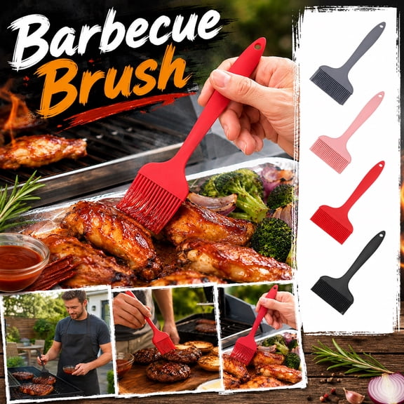 Bbq Grill Brush, Silicon Brush Cooking, Cooking Brush, Bbq Basting Brush, Gray Wide 8X3.5 Inch All-In-One Silicone Grill Brush That Is Heat Resistant, Easy to Clean, and Works As