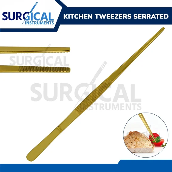 Bbq Grill Tweezer 12" Long Food Tongs Kitchen Chef Diy Tool Stainless Steel Gold