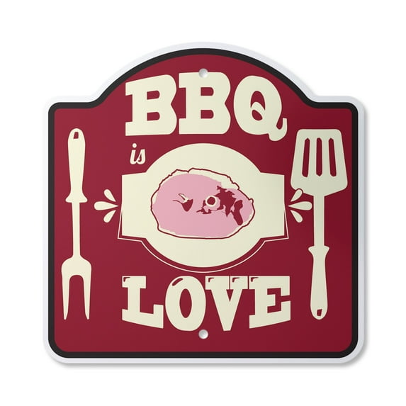 Bbq Love 10” x 10” Sign | Indoor/Outdoor Plastic | SignMission Designer Summer Food Party Grill Barbeque Grill Chef Cooks Novelty Gift Funny Joke Gag Road Garage