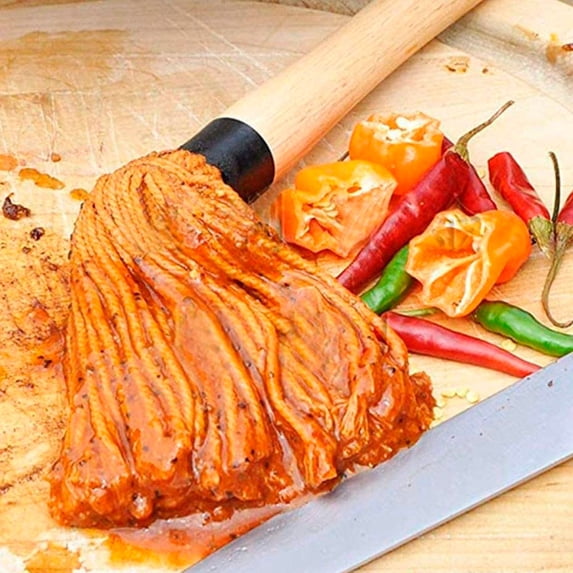Bbq Mop with Rubber Wood Handle, Bbq Oil Dip Brush for Baking,Bbq Barbecue Feeding Mop Rubber Wood Handle Barbecue Baking Dipping Brush Oil Brush Tool
