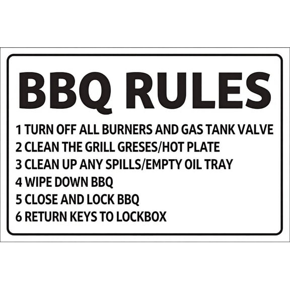 Bbq Rules Sign, 8"x12" Aluminum Warning Sign, Weather-Resistant Safety Sign for Property Business Yard House Office