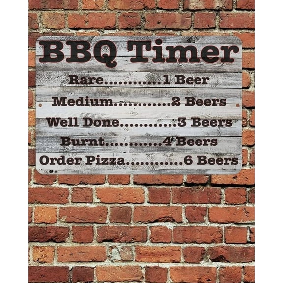 Bbq Timer Sign Aluminum Metal 8"X12" Backyard Funny Grill