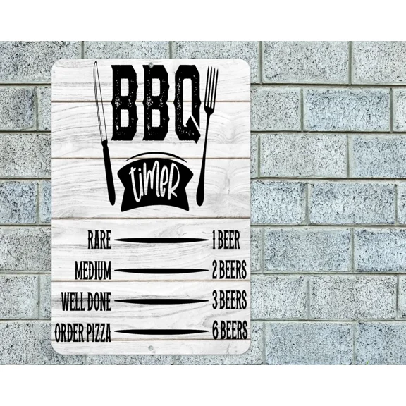 Bbq Timer Sign Aluminum Metal 8"X12" Funny Kitchen Barbeque Decor Plaque