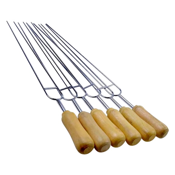 Bbq Tools Bbq forks U Shape and Wooden Handle Anti-Scald for Easy Outdoor Grilling Great for Picnic 6Pcs Multicolor