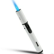 Bbsisgo 7.0 inch Single Jet Flame Butane Lighter with Flame Locking Function. White(Sold without Gas)
