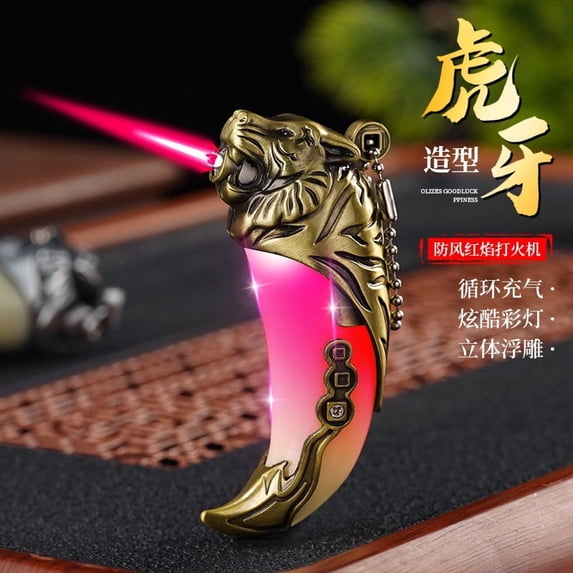 Bbsisgo Butane Torch Lighter, Windproof, Multi Functional and Multi Scenario Applications.,虎牙发光古铜色-单机
