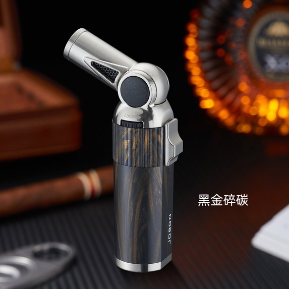 Bbsisgo Butane Torch Lighter, Windproof, Multi Functional and Multi Scenario Applications.,黑金碎碳色-礼盒装