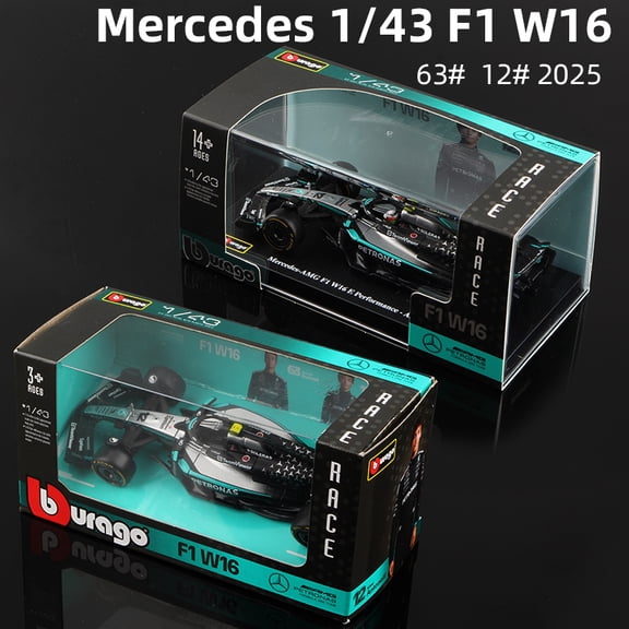 Bburago 1:43 Mercedes 2025 W16 E Performance F1 Formula Car Die Cast Vehicles Model Racing Auto Toy 63# Russell 12# Antonelli