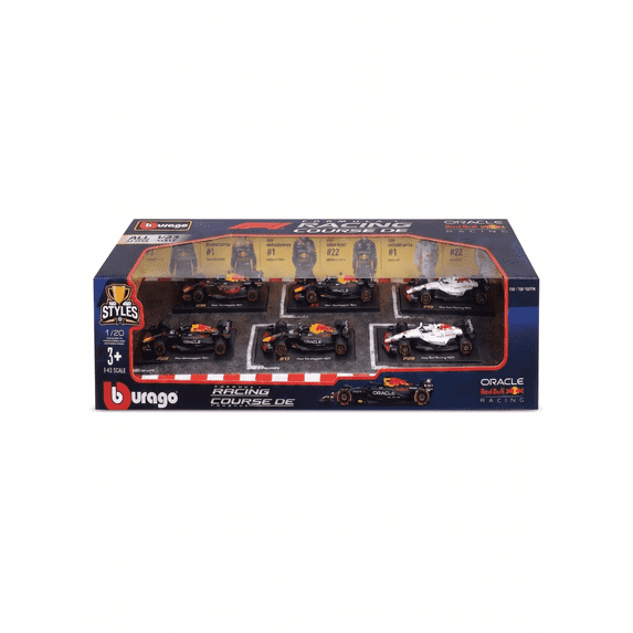 Bburago 1:43 Oracle Red Bull Racing F1 Team - Collector Set of 6 Diecast Cars, Max Verstappen & Yuki Tsunoda