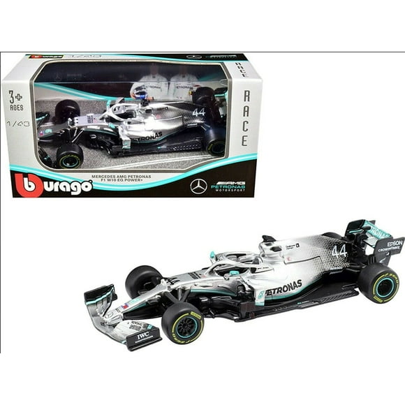Bburago F1 Mercedes AMG Petronas Lewis Hamilton formula One Racing Diecast Model Car Play Vehicle, 3+ Yrs, Plastic Silver