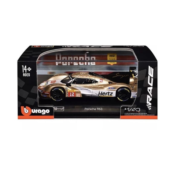 Bburago Porsche 963 #12 Race Series Hertz Team Jota 1:43 Scale 18-38317