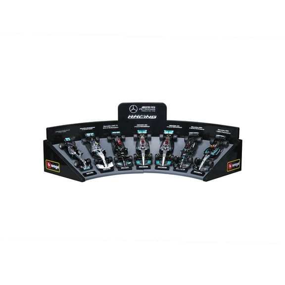 Bburago Formula Racing Mercedes-Benz AMG1:43 Scale Diecast Race Play Cars with Display Stand 7 pack