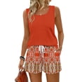 thumbnail image 1 of Bbyeadc 2 Piece Short Sets for Women Summer Vacation Outfits Sleeveless Tank Tops and Drawstring Shorts Set Beach Clothes,Orange (S), 1 of 4