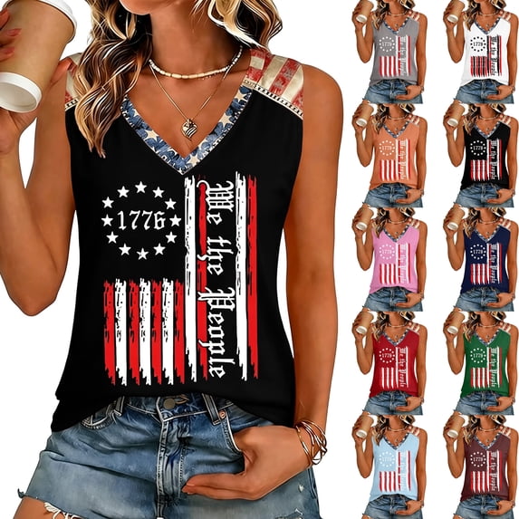 Bbyeadc 250 Anniversary USA Shirt Women V Neck Sleeveless Tank Top Patriotic Vest 250th Anniversary USA Flag Eagle Tee 1776-2026 Gift,Light Gray (M)