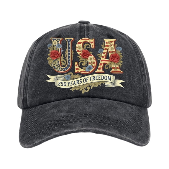 Bbyeadc 250 Year American Anniversary Hat 1776-2026 Flag Letter Print Baseball Cap Distressed United States Flag Hat Fashion Gift for Man Women,Black(One Size)