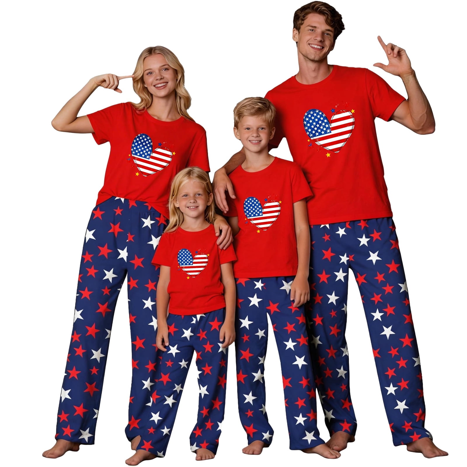 Bbyeadc 4th of July Family Matching Pajamas, USA Print Top & Pants ...
