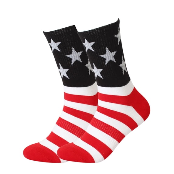 Bbyeadc American Flag Socks For Men Or Women, Red White Striped Crew Socks, Soft For 4th Of July Daily Wear And Holiday Gifts,Black (One Size)