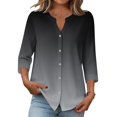thumbnail image 1 of Bbyeadc Button Up Shirts for Women 3/4 Length Sleeve V Neck Top Tie Dye Breathable Top Fashion Loose Spring Shirts,Gray(M), 1 of 5