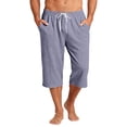 thumbnail image 1 of Bbyeadc Capris for Men Straight Leg Baggy Bottoms Lightweight Drawstring Capris Fashion Summer Culottes with Pocket,Light Purple(M), 1 of 8
