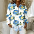 thumbnail image 1 of Bbyeadc Hawaiian Long Sleeve Shirts for Women Collared Shirts Button Down Breathable Tee Fashion Beach Vacation Tee'White(M), 1 of 5
