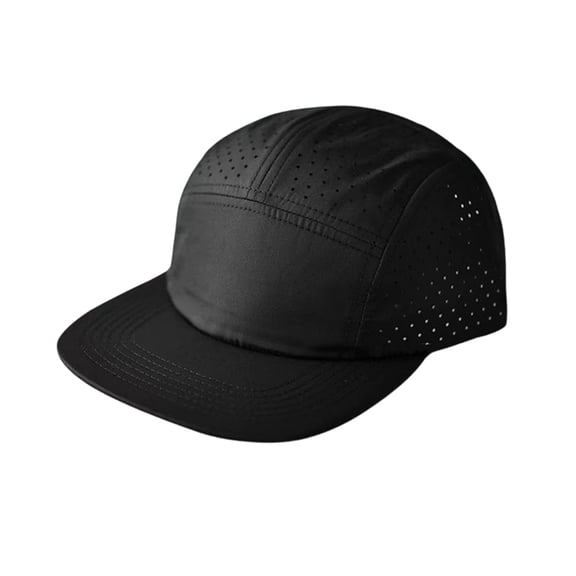 Bbyeadc Men Flat Brim Adjustable Performance Hat Snapback Laser Perforated Baseball Cap,Black (One Size)