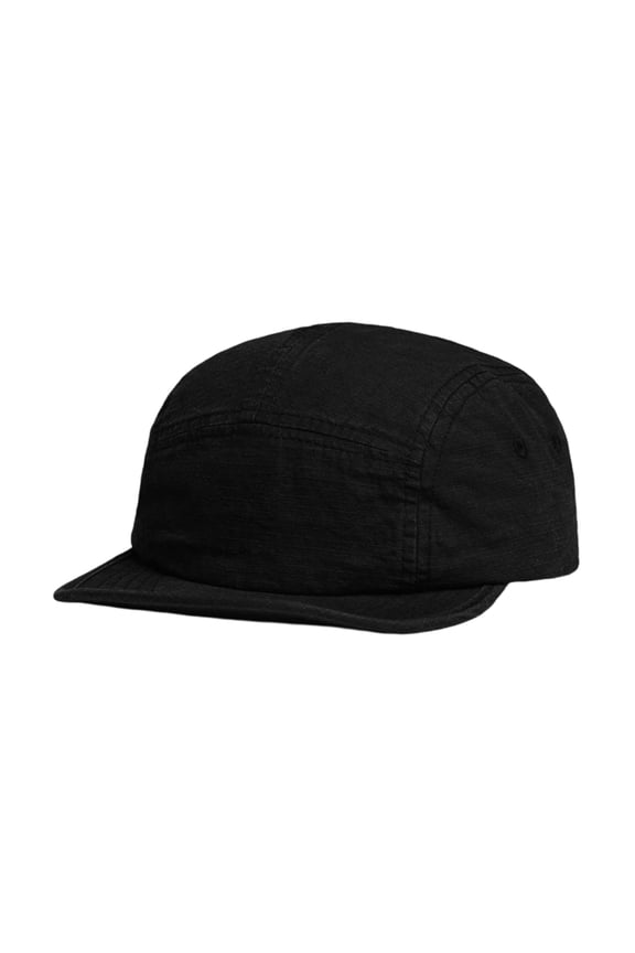 Men's Ripstop 5 Panel Hat Unstructured Soft Brim Short Brim Casual Camp Cap for Daily Wear,Black (One Size)