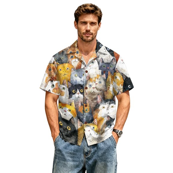 Bbyeadc Mens Button Down Shirts Casual Short Sleeve Lightweight Breathable Summer Beach Resort Vacation Tops,White(XXXXL)