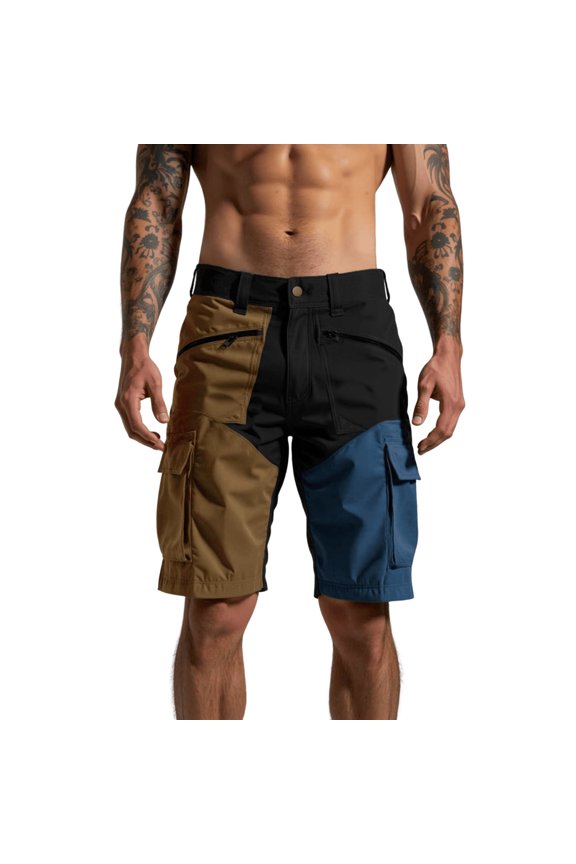 Mens Cargo Shorts Straight Leg with Pocket Combat Shorts Lightweight Button Hiking Shorts Athletic Trousers,Yellow (XXXL)