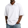 thumbnail image 1 of Bbyeadc Mens Golf Shirt Short Sleeve Collared Polo T-Shirt Button Moisture Wicking Polo Shirt Casual Tennis T-Shirt with Chest Pocket,White(XXL), 1 of 4