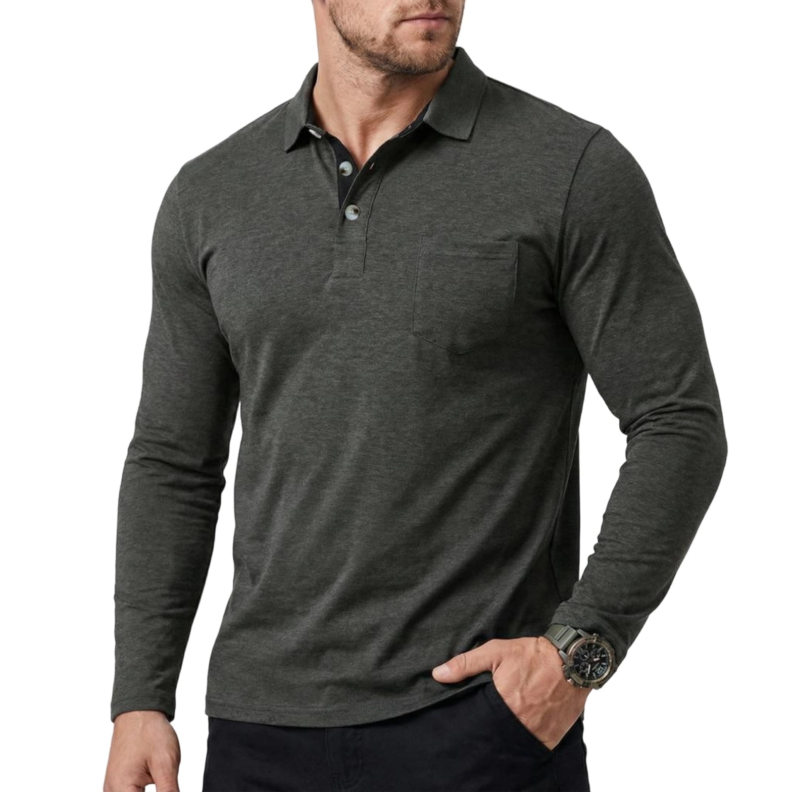 Bbyeadc Mens Golf Shirt Short Sleeve Slim Polo T-Shirt Button Collared ...