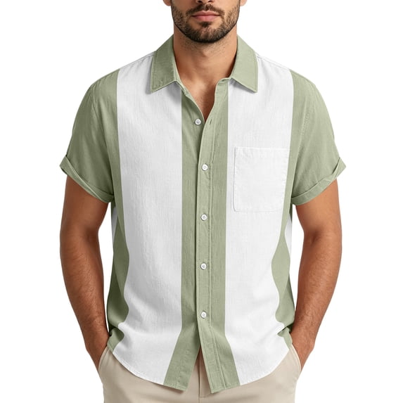 Bbyeadc Mens Short Sleeve Shirts Button Down Shirts Casual Beach Summer Shirts Wrinkle Free Vacation Shirts,Light Green(S)