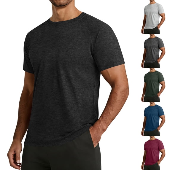 Bbyeadc Mens Workout Shirts Short Sleeve Athletic Dry Fit Tshirt Moisture Wicking Gym Running Performance Summer Shirts,Light Gray (XXL)