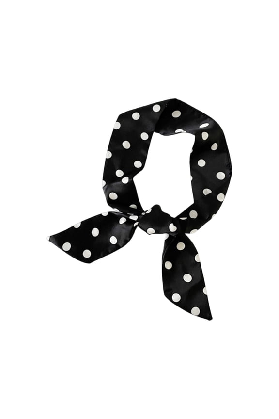 Scarf for Women Smooth Polka Dot Neckerchief Thin Shiny Ribbon Tie Long Fashion Neckwear for Evening Dresses,Black(One Size)