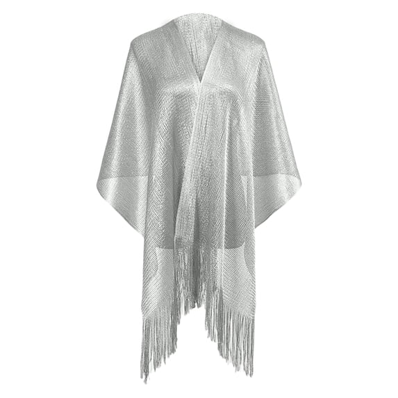 Bbyeadc Shawl Wraps for Women Solid Draped Sweatcloth Comfortable Elegant Shawl All Seasons,Silver(One Size)