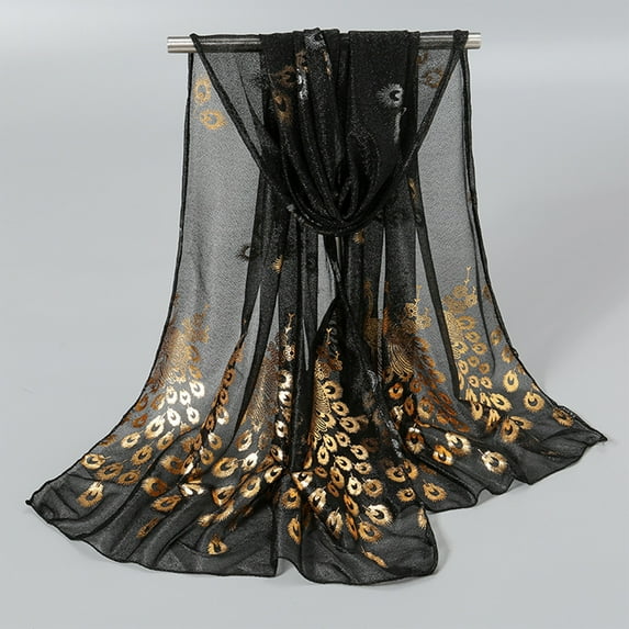 Bbyeadc Shawls for Women Sparkling Metallic Scarves Mesh Metallic Prints Scarf Elegant for Evening Party Dresses Wedding Bridal Prom,Black(One Size)