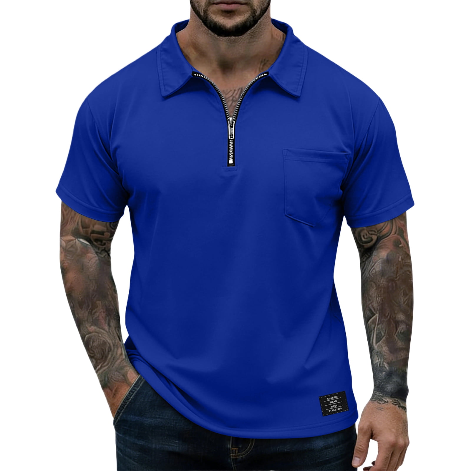 Bbyeadc Short Sleeve Polo Shirts for Men Collared Solid Color Golf T ...