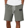 thumbnail image 1 of Bbyeadc Shorts Men Waffle Knit Drawstring Shorts Straight Leg Solid Color Lightweight Bottoms for Beach Travel with Pocket,Gray (Small), 1 of 5