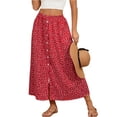 thumbnail image 1 of Bbyeadc Skirts for Women Trendy Button Front High Waisted A Line Midi Skirt Swing Boho Floral Skirts Elegant Party Outfits,Red (S), 1 of 4