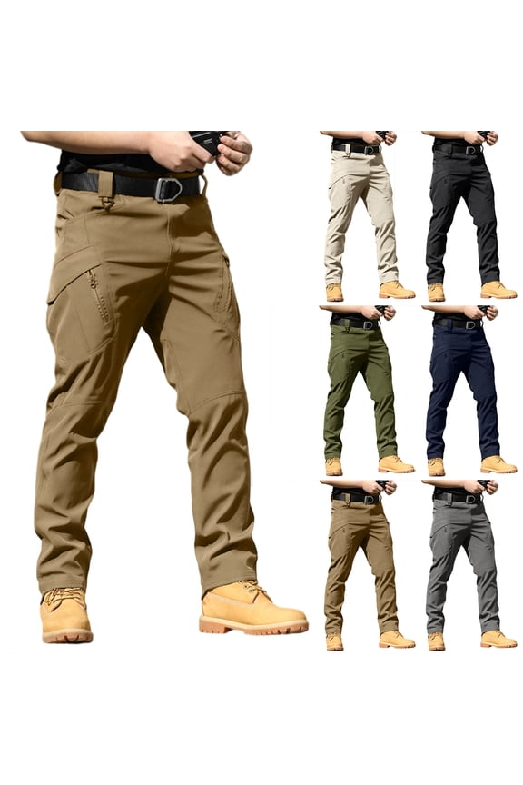 Tactical Pants for Men Water Resistant Hiking Cargo Pants Multi Pockets Stretch Waterproof Quick Dry Work Pants,Black(XXL)