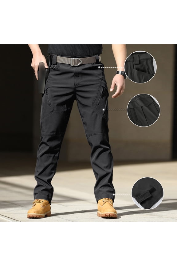 Tactical Pants for Men Breathable Straight Leg Combat Pants Button Tactical Pants Casual Outdoor Work Trousers with Multi-Pocket,Black(XXL)