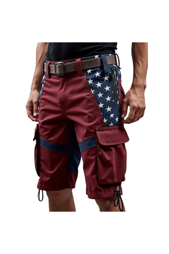 Tactical Shorts for Men Straight Leg Combat Shorts Ripstop Button Work Shorts Casual Trousers with Pocket,Red (XL)