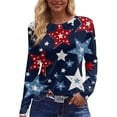 thumbnail image 1 of Bbyeadc United States T-Shirts for Women Long Sleeve Anniversary Freedom T-Shirt Crew Neck T-Shirt Fashion Summer Shirt,Blue (XL), 1 of 4